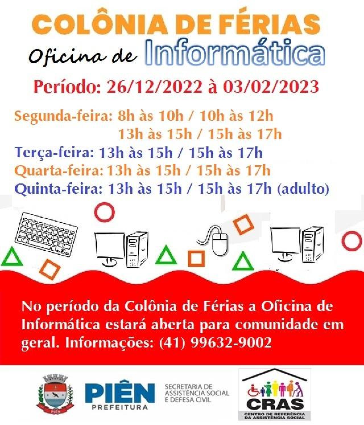Assistência Social promove oficina de informática nas férias 