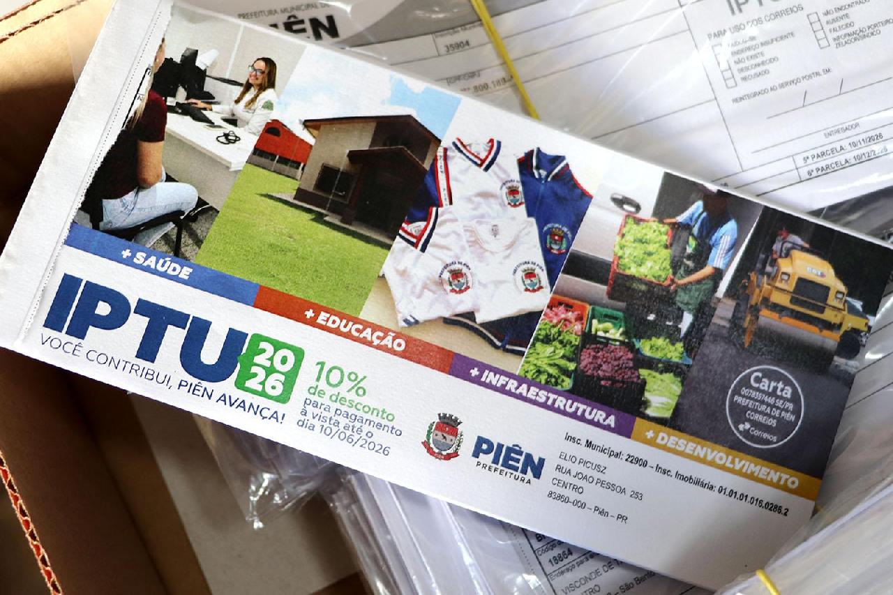 IPTU 2026 de Piên: primeira parcela e cota única vencem nesta sexta-feira (10)