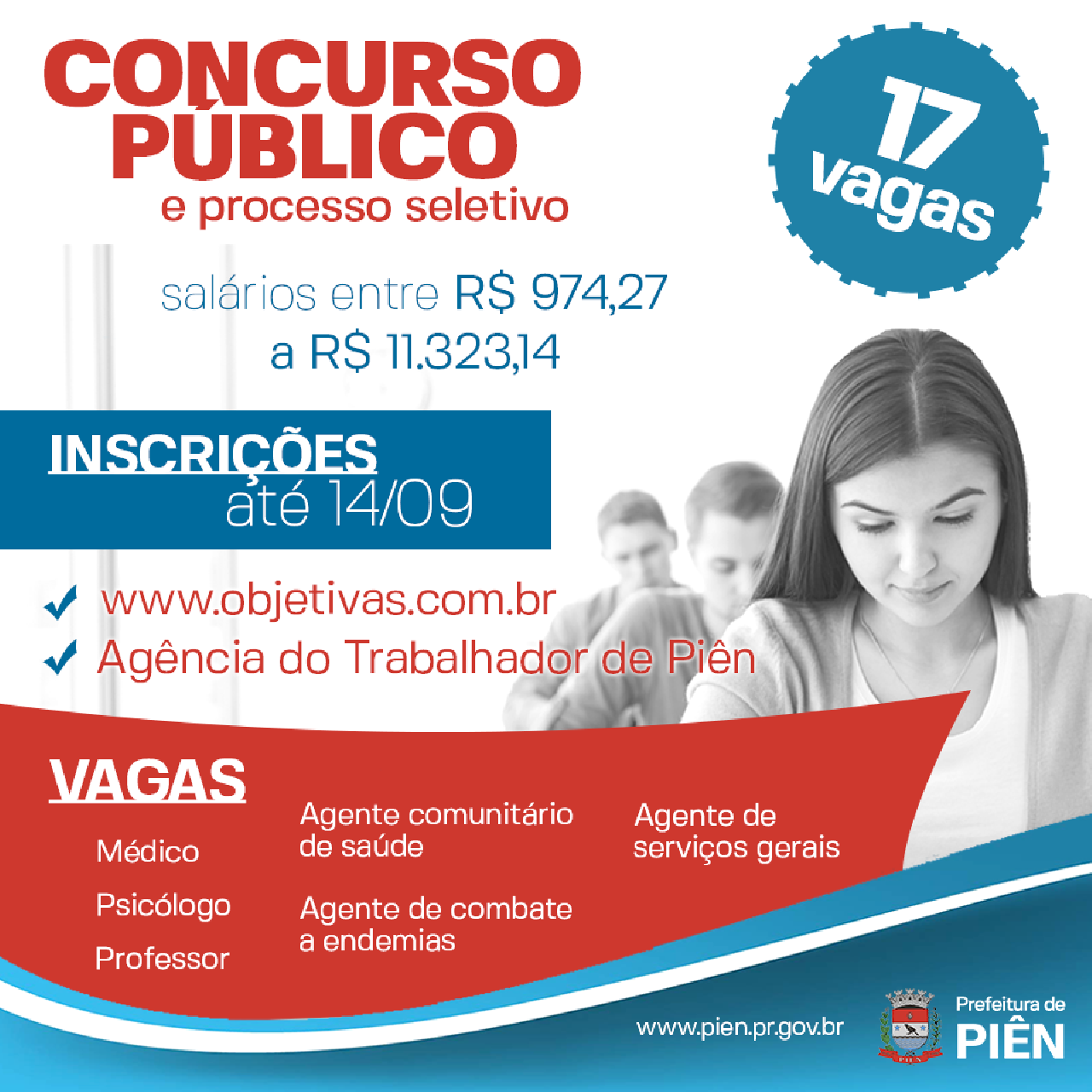 Inscrições para o Concurso Público terminam hoje (14)