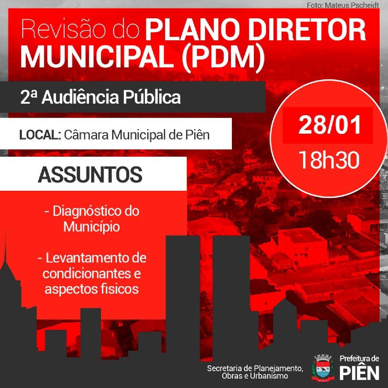 Segunda audiência pública para revisão do Plano Diretor Municipal